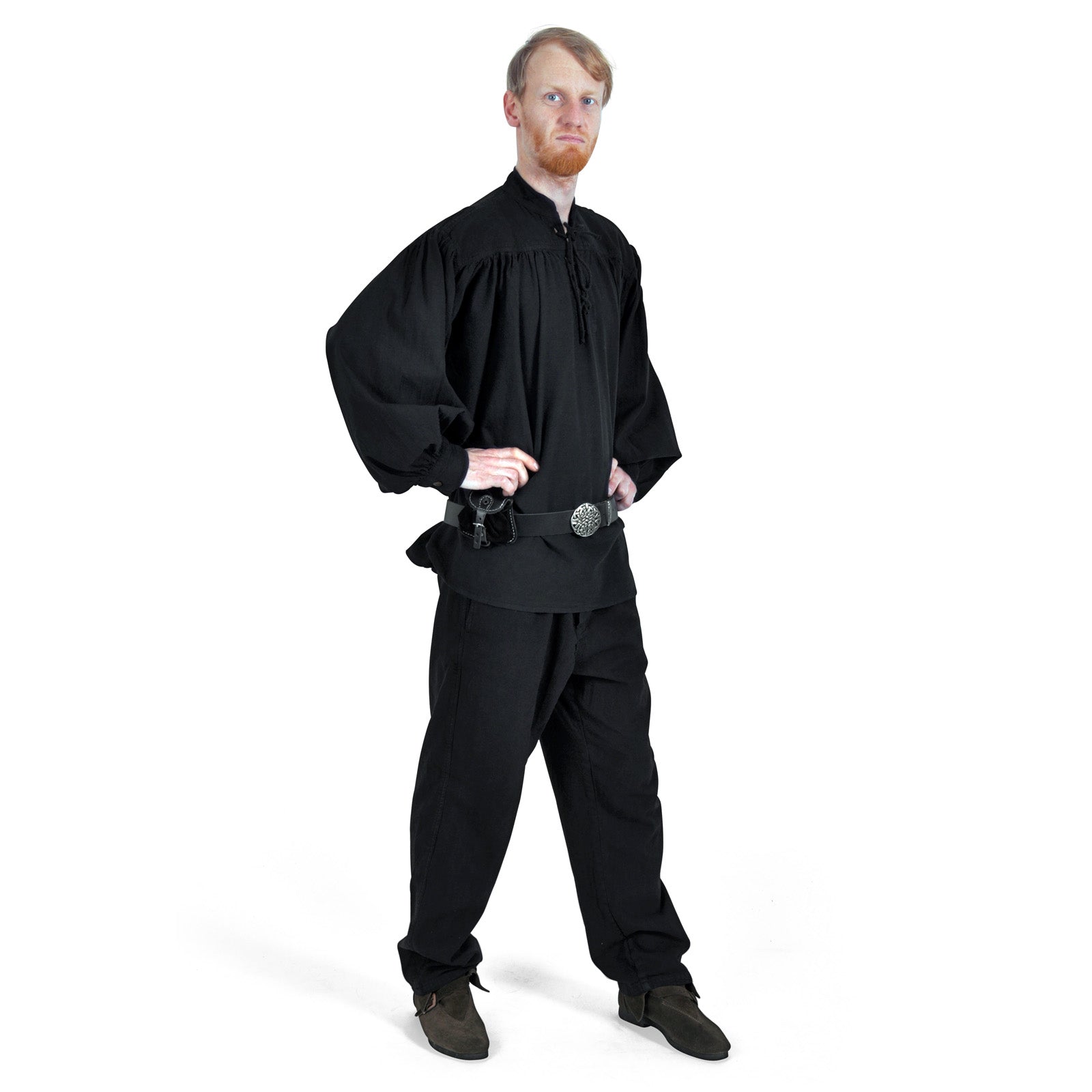 Product image Medieval Stand-Up Collar Lace-Up Shirt Friedrich black