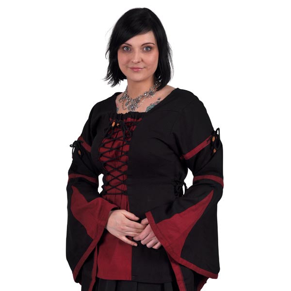 Product image Medieval Blouse in Linen Look Black-Red