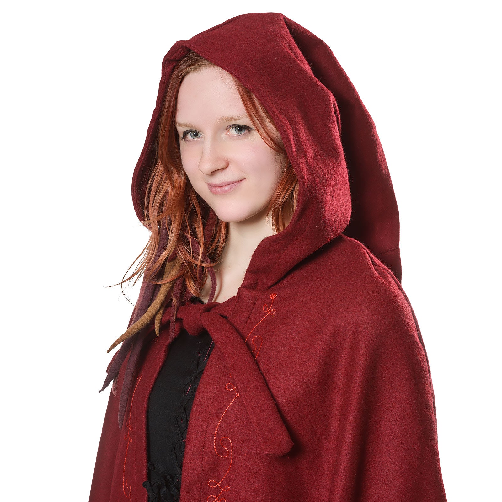Product image Medieval cloak with hood and embroidery red