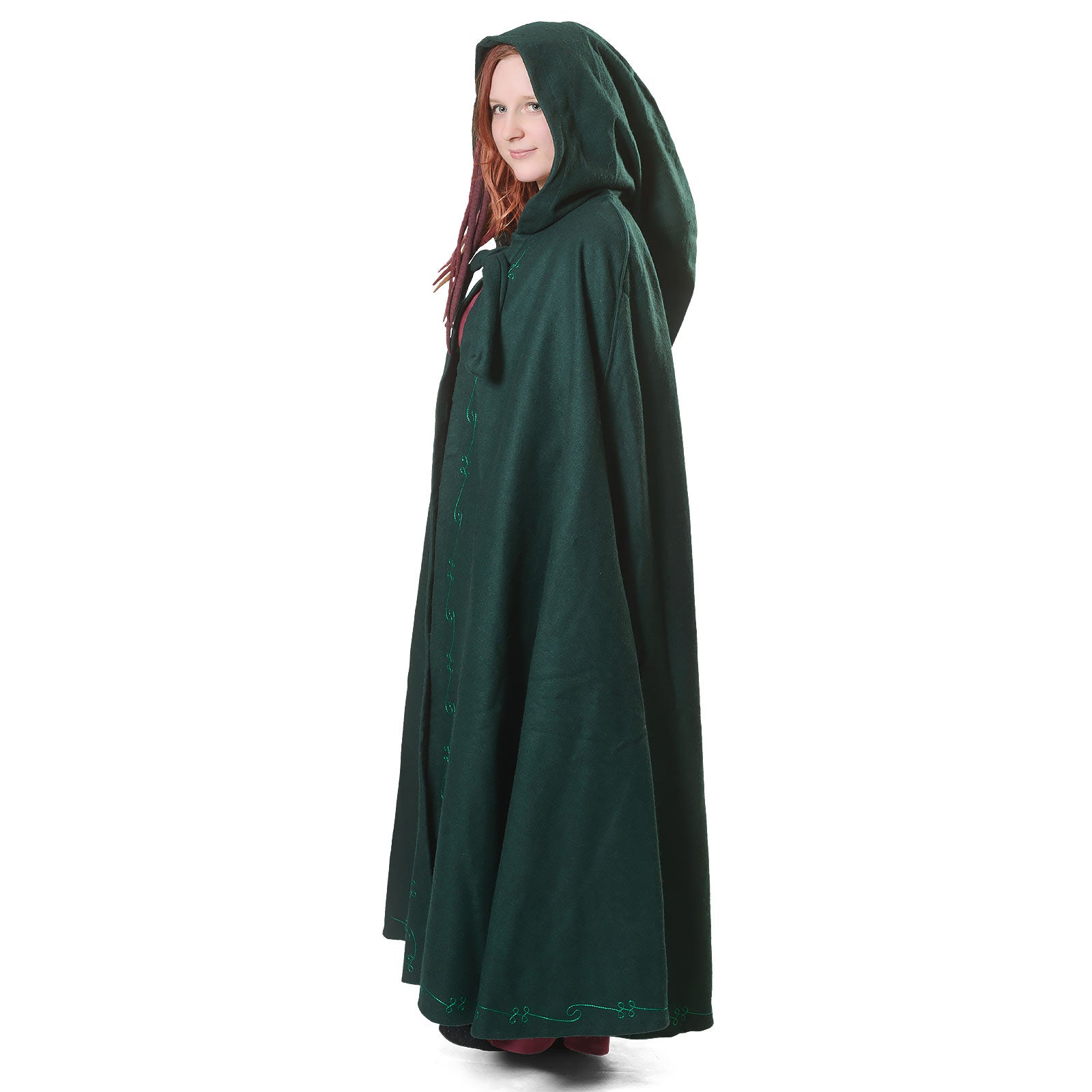 Product image Medieval Cloak with Hood and Embroidery Green