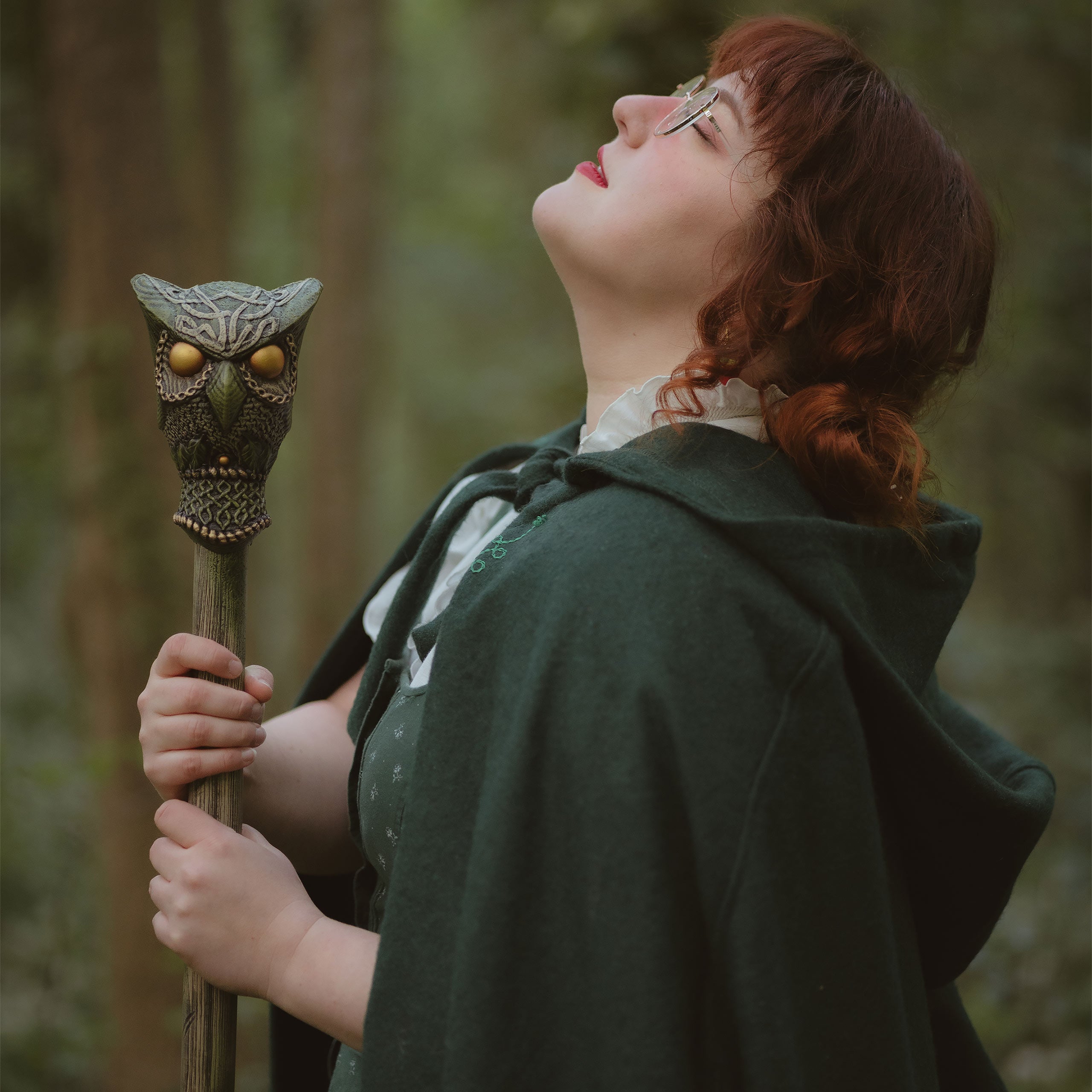 Product image Medieval Cloak with Hood and Embroidery Green
