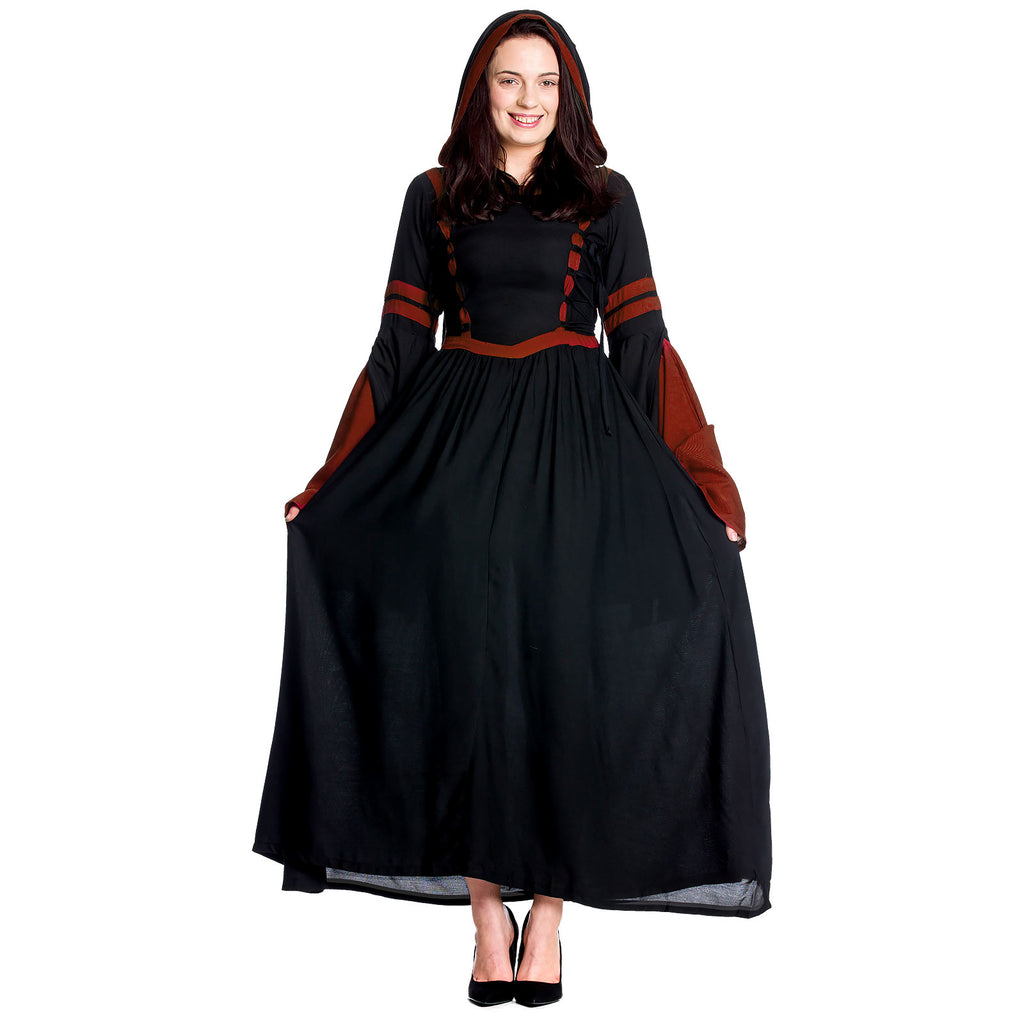 Product image Medieval Hooded Dress Isolde Black-Red