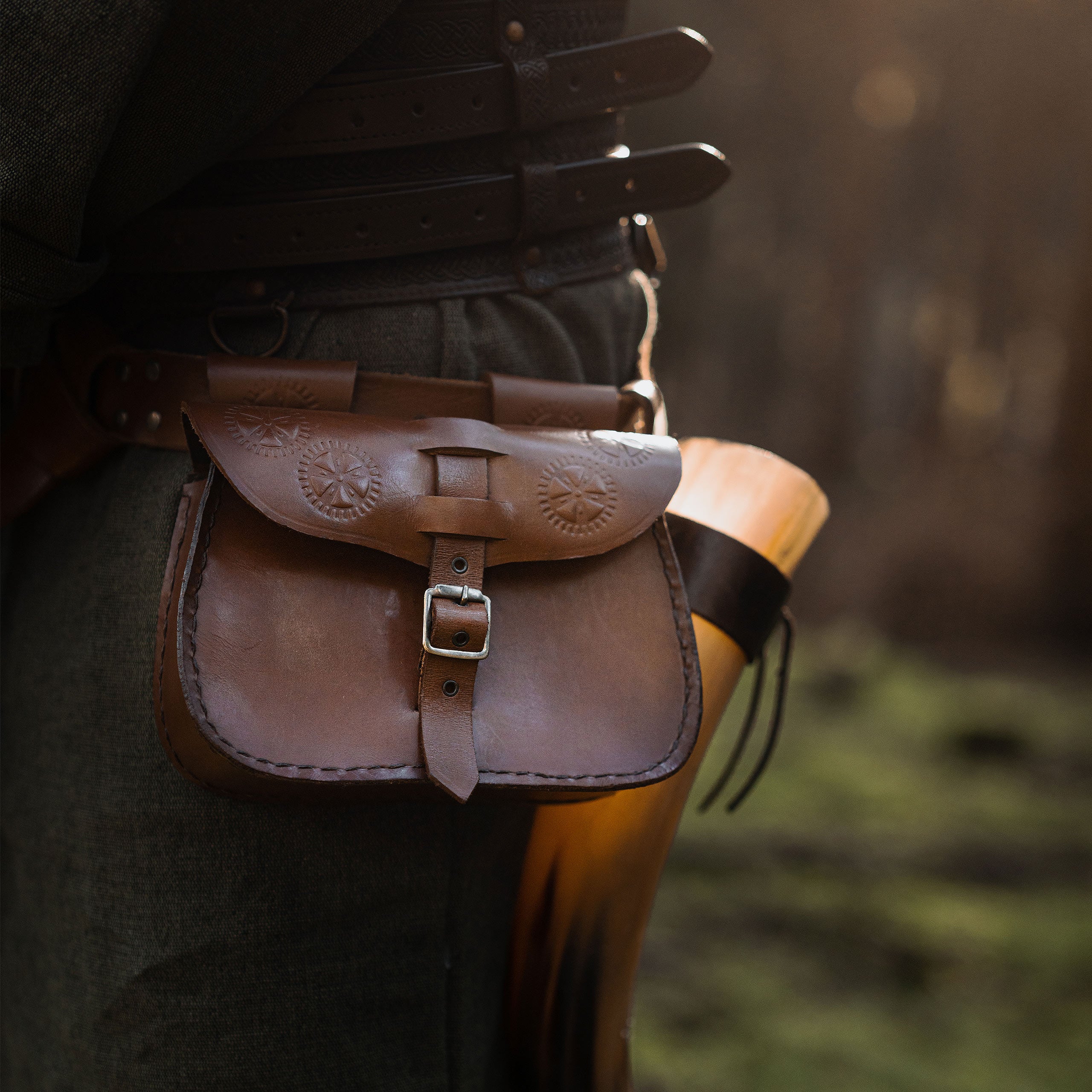 Product image Medieval Belt Pouch with Embossing Brown