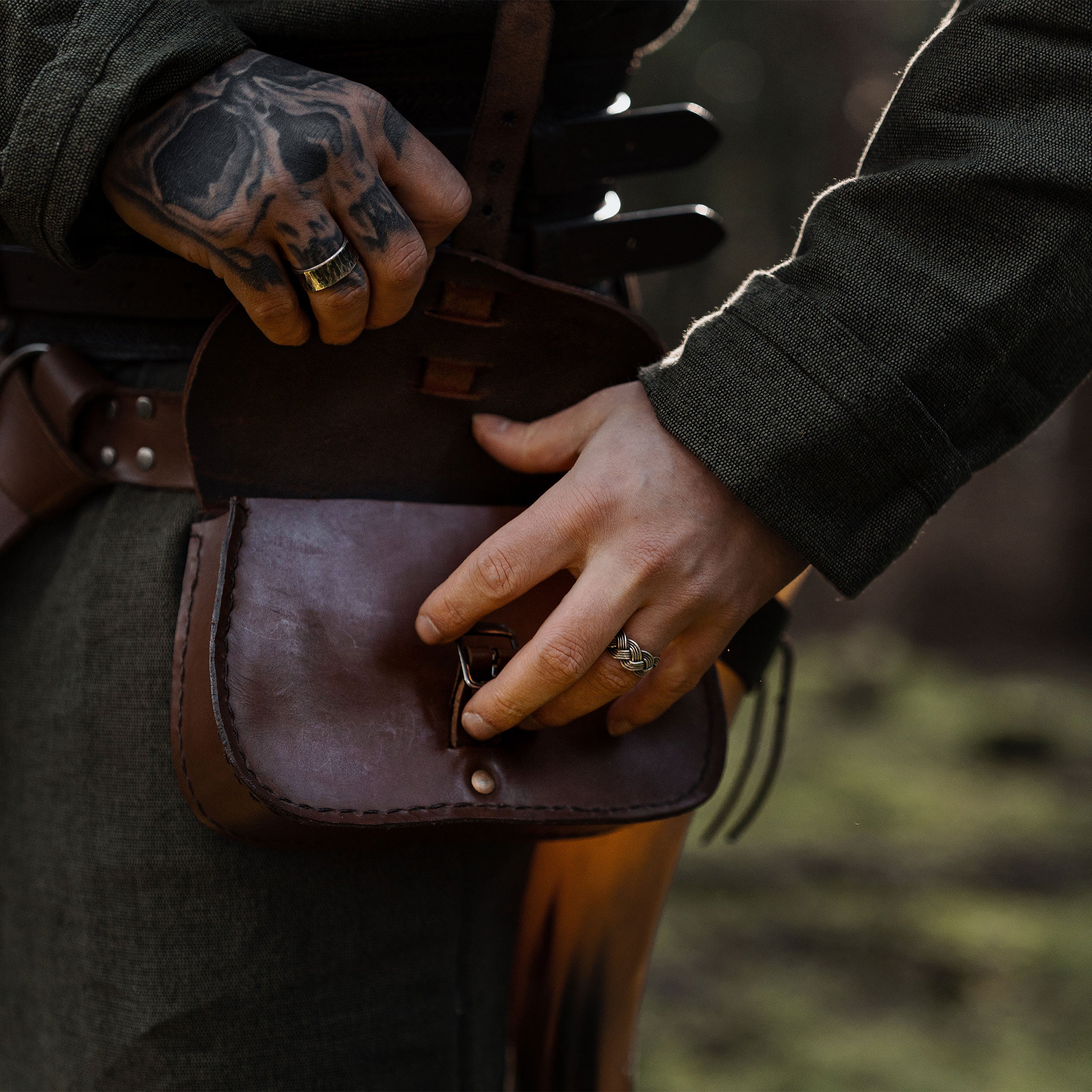 Product image Medieval Belt Pouch with Embossing Brown