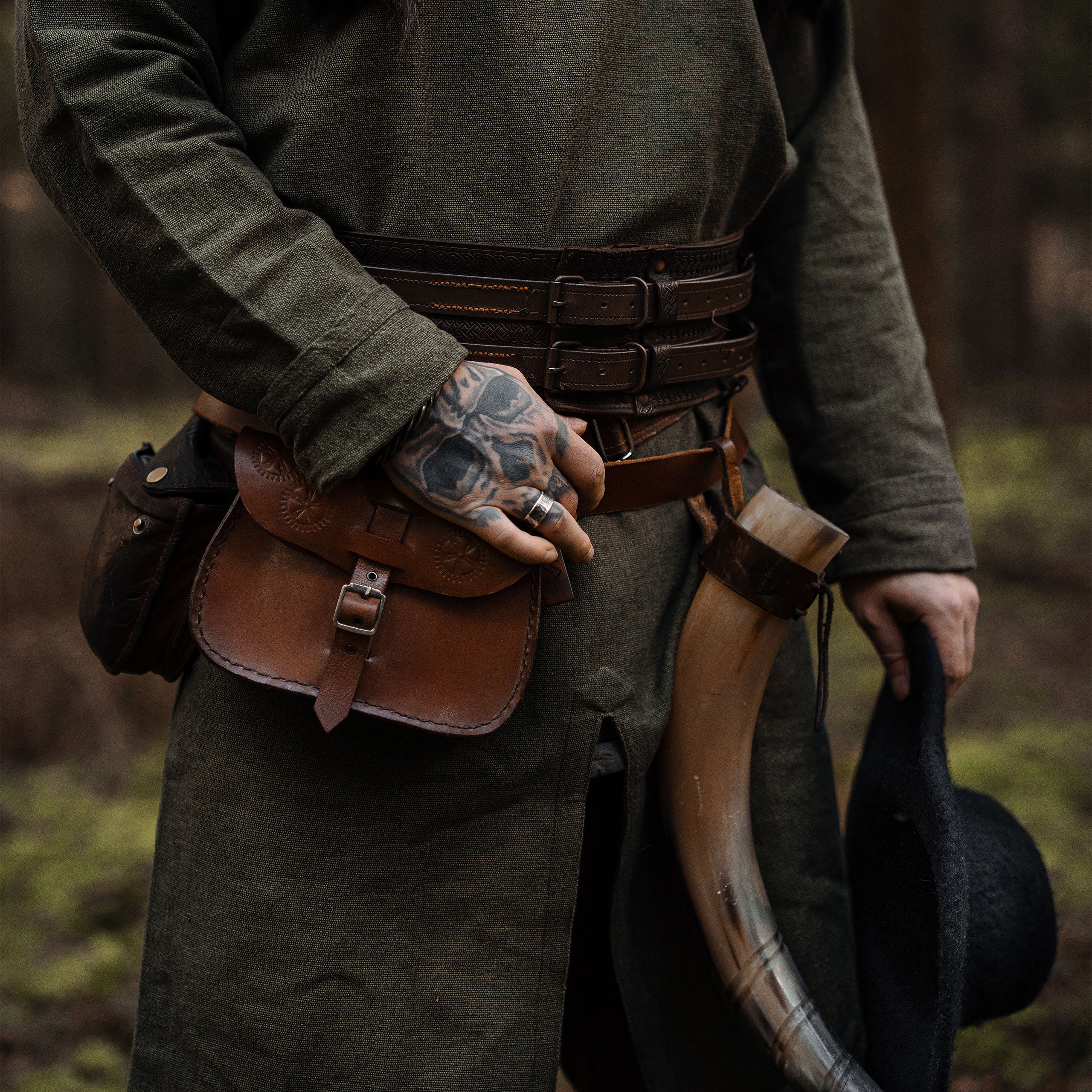 Product image Medieval Belt Pouch with Embossing Brown