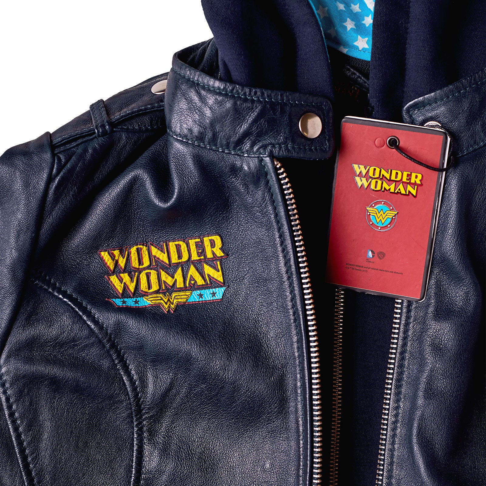 Product image Wonder Woman - Logo Leather Jacket with Hood Blue