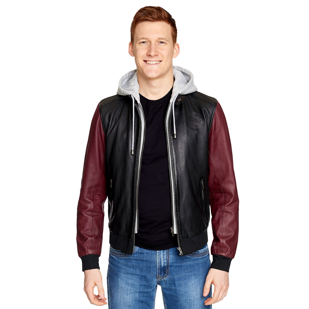 Product image Flash - Logo leather jacket with hood