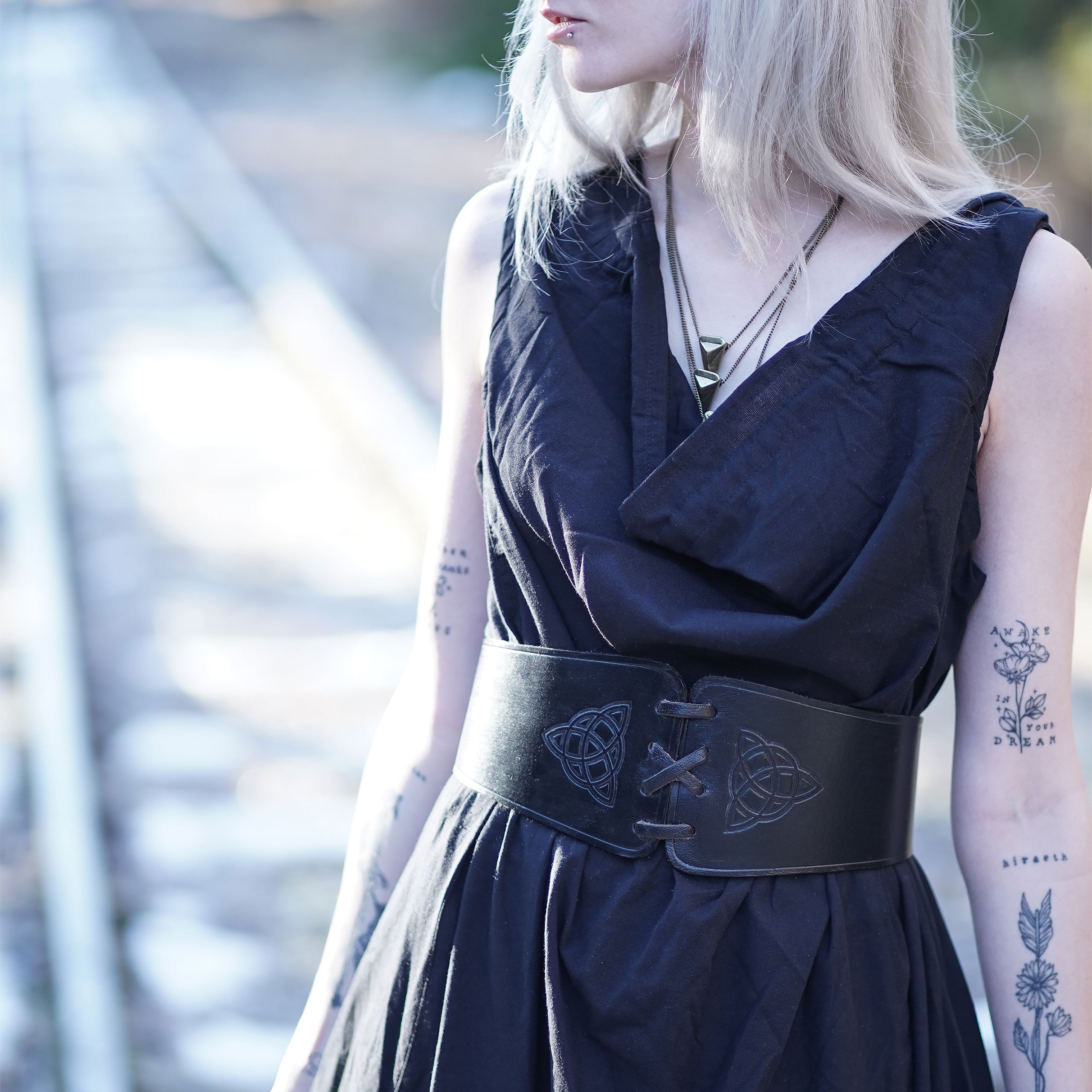 Product image Medieval Waist Cincher Alana with Celtic Embossing Black
