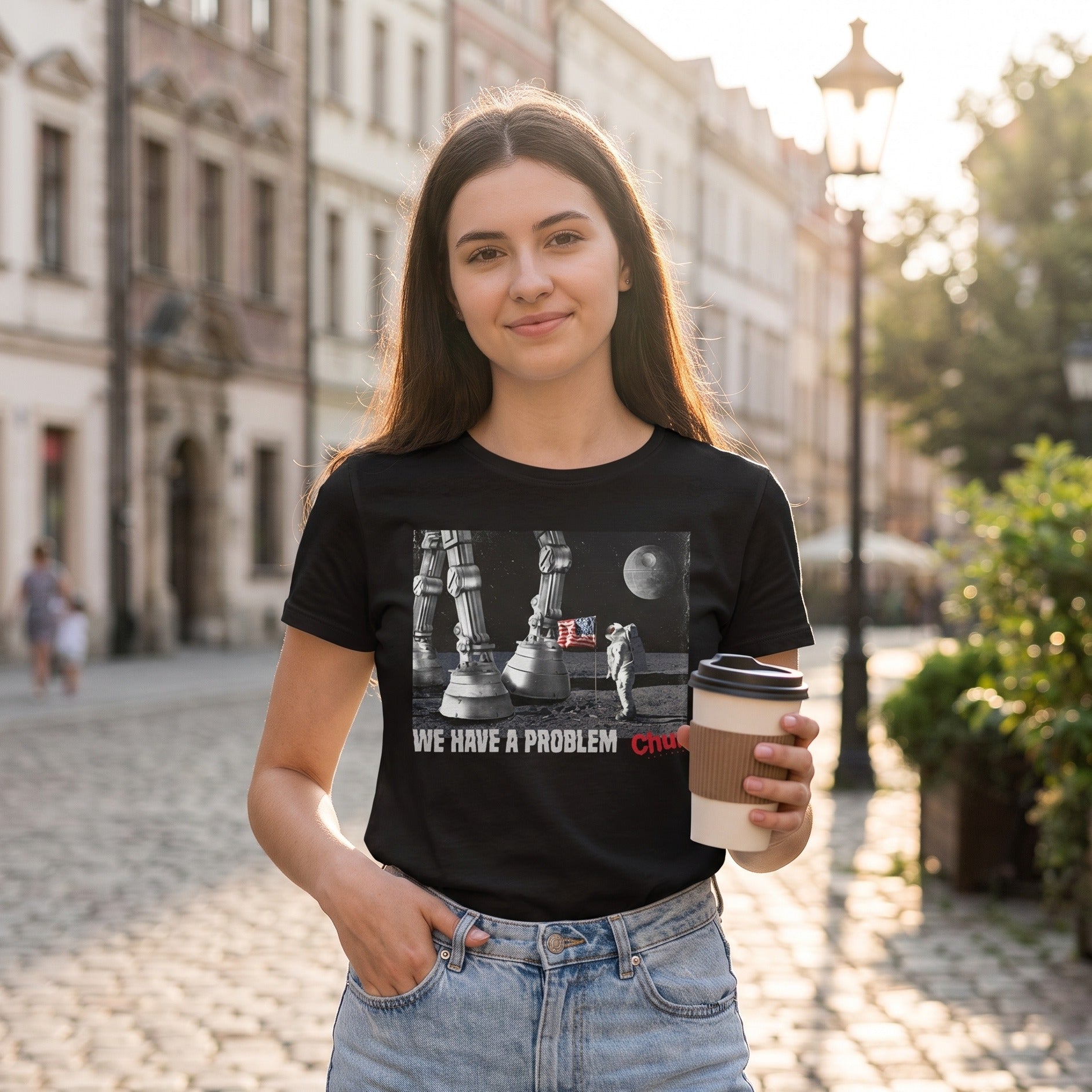Product image Houston We Have a Problem T-Shirt for Star Wars Fans Black