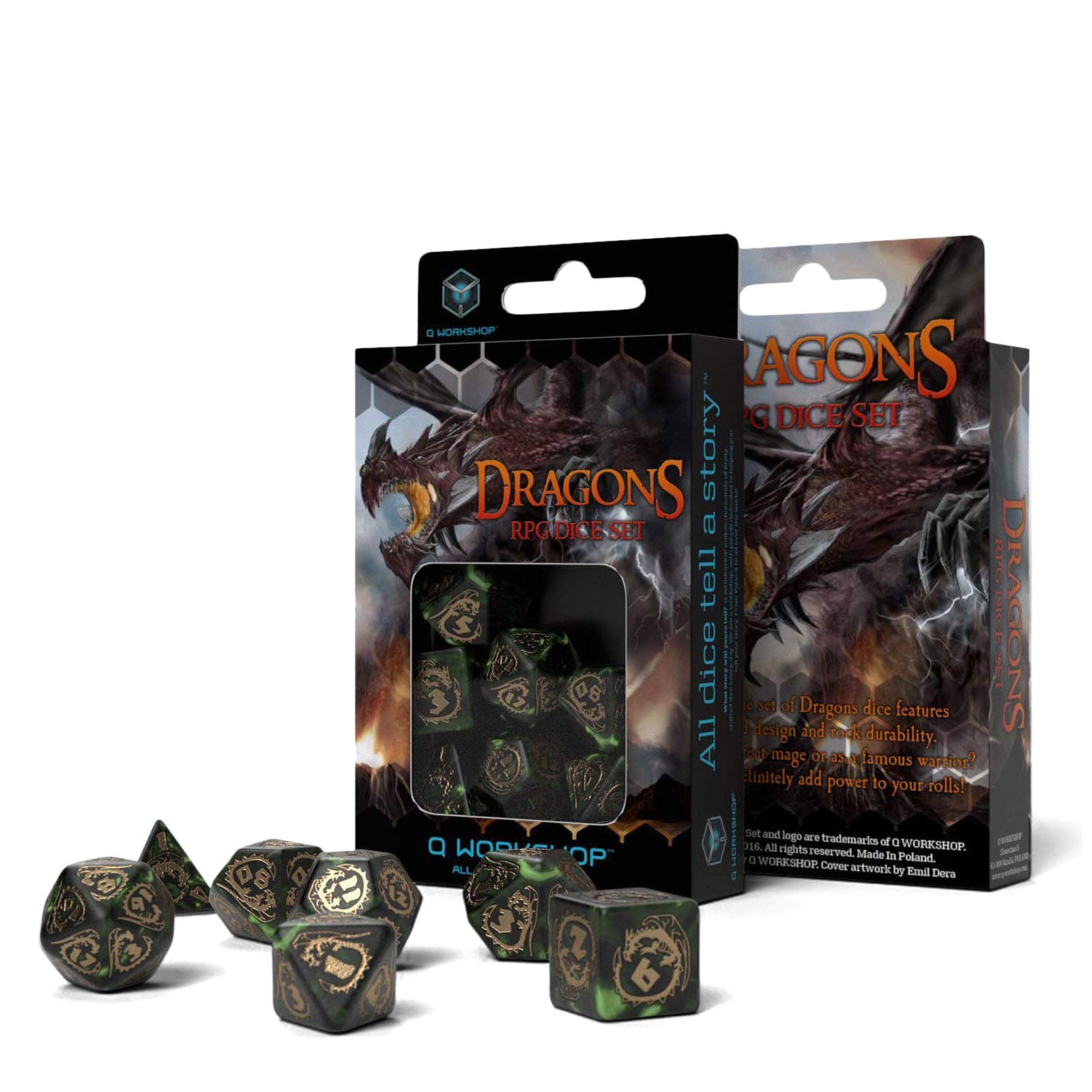 Product image Dragons RPG dice set 7pcs green