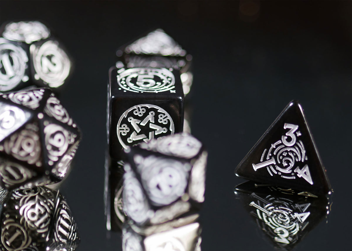 Product image Witcher - Yennefer Obsidian Star RPG Dice Set 7pcs with Collector's Coin