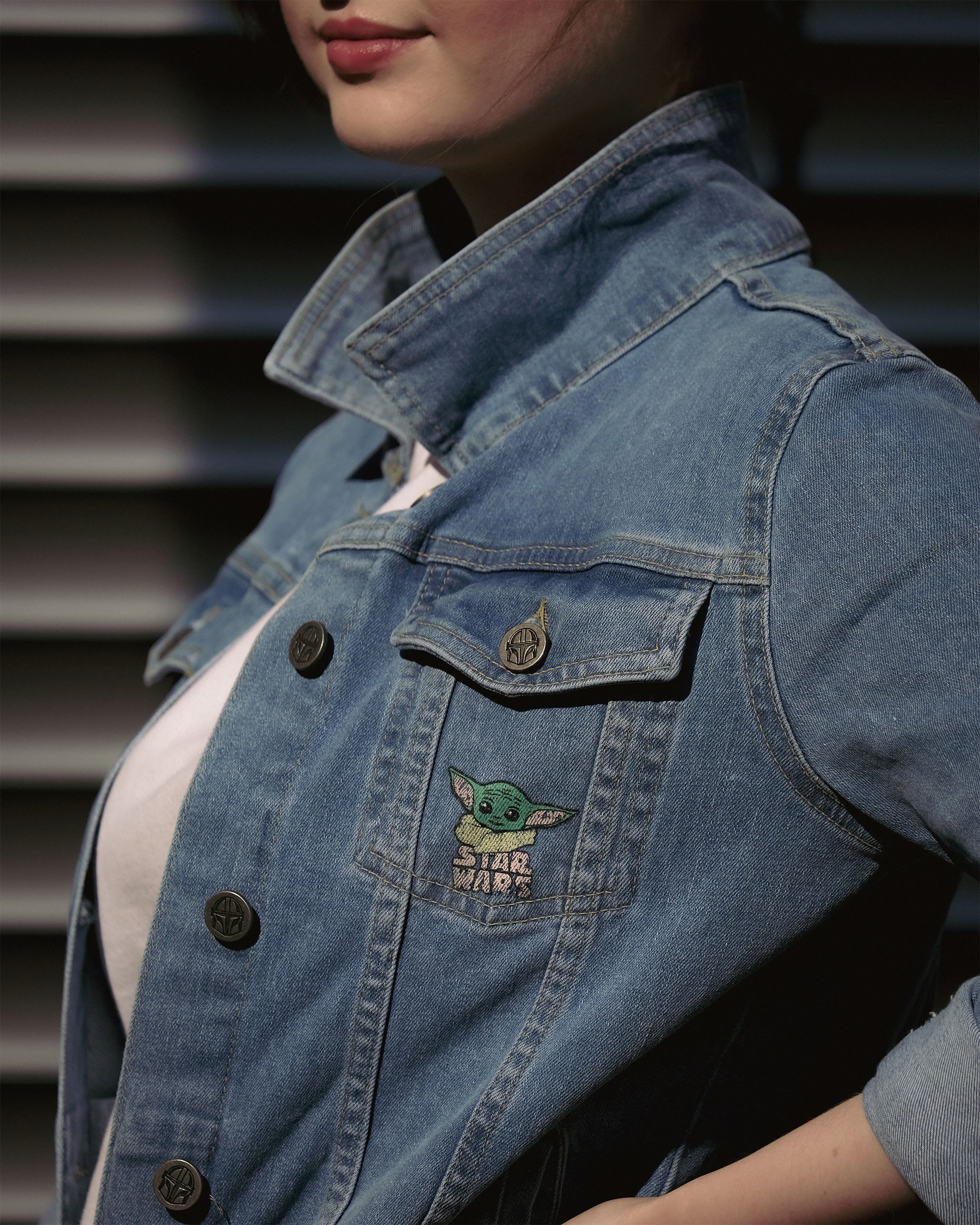 Product image Grogu Women's Denim Jacket Blue - Star Wars The Mandalorian