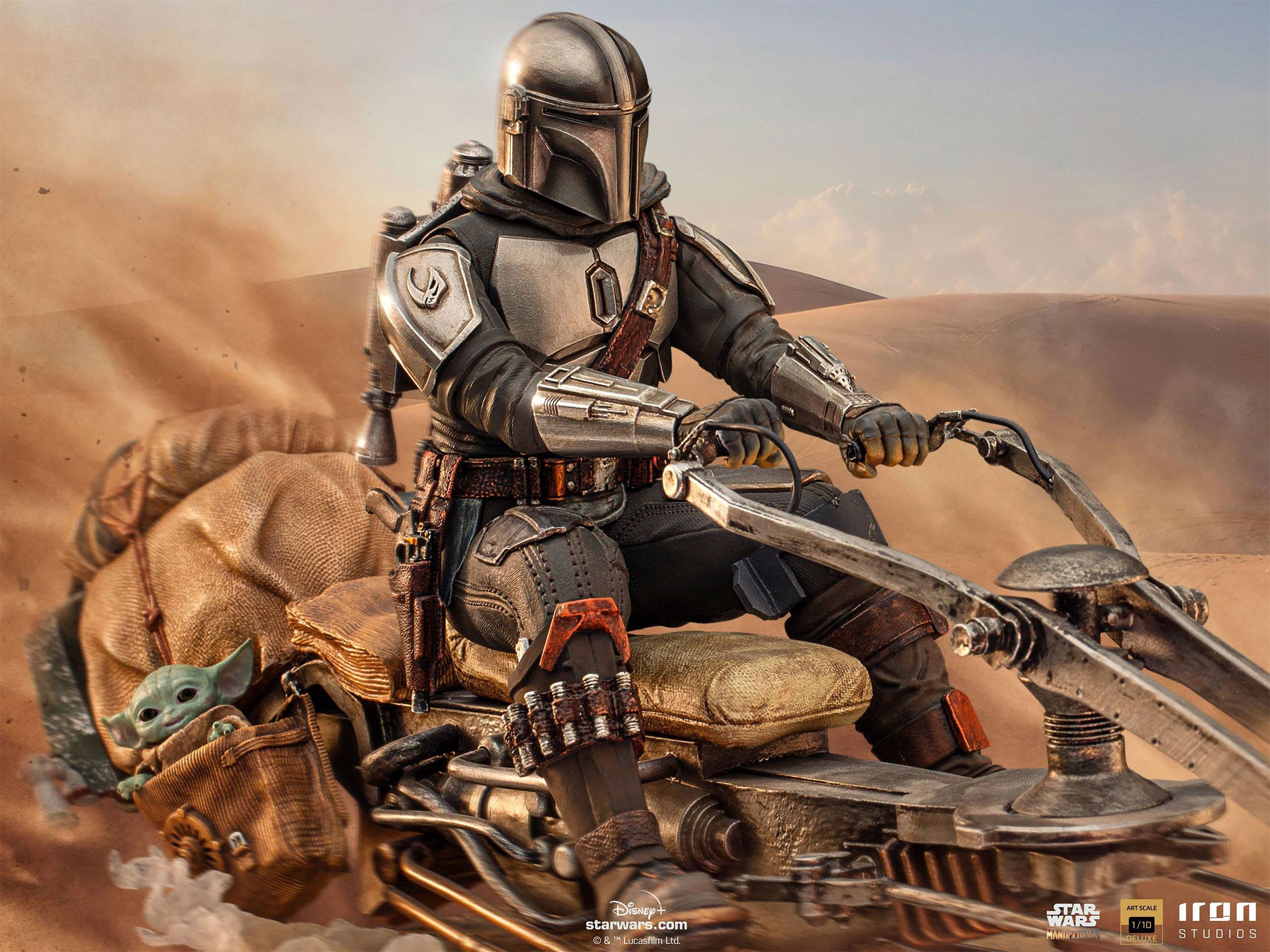 Product image Mando with Speeder BDS Art Scale Deluxe Statue - Star Wars The Mandalorian