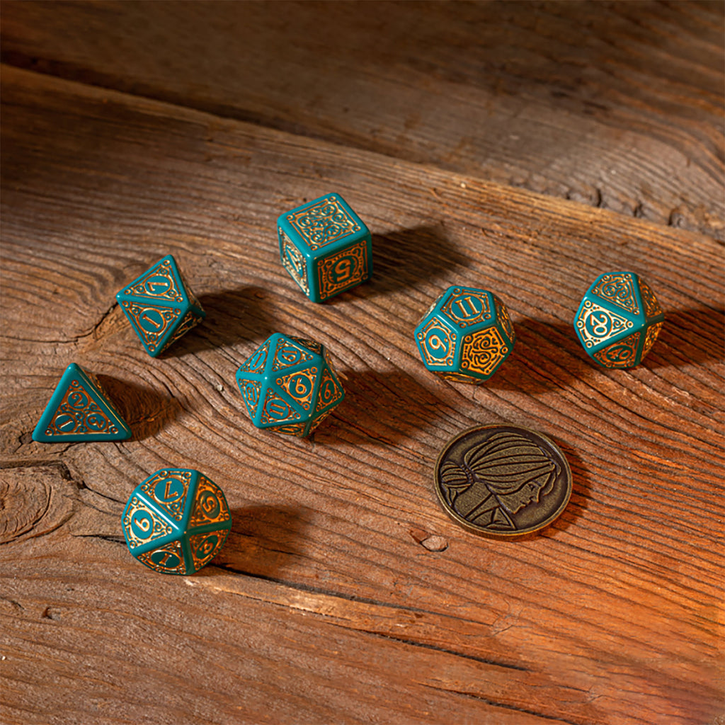 Product image Witcher - Triss Beautiful Healer RPG Dice Set 7pcs with Collectible Coin