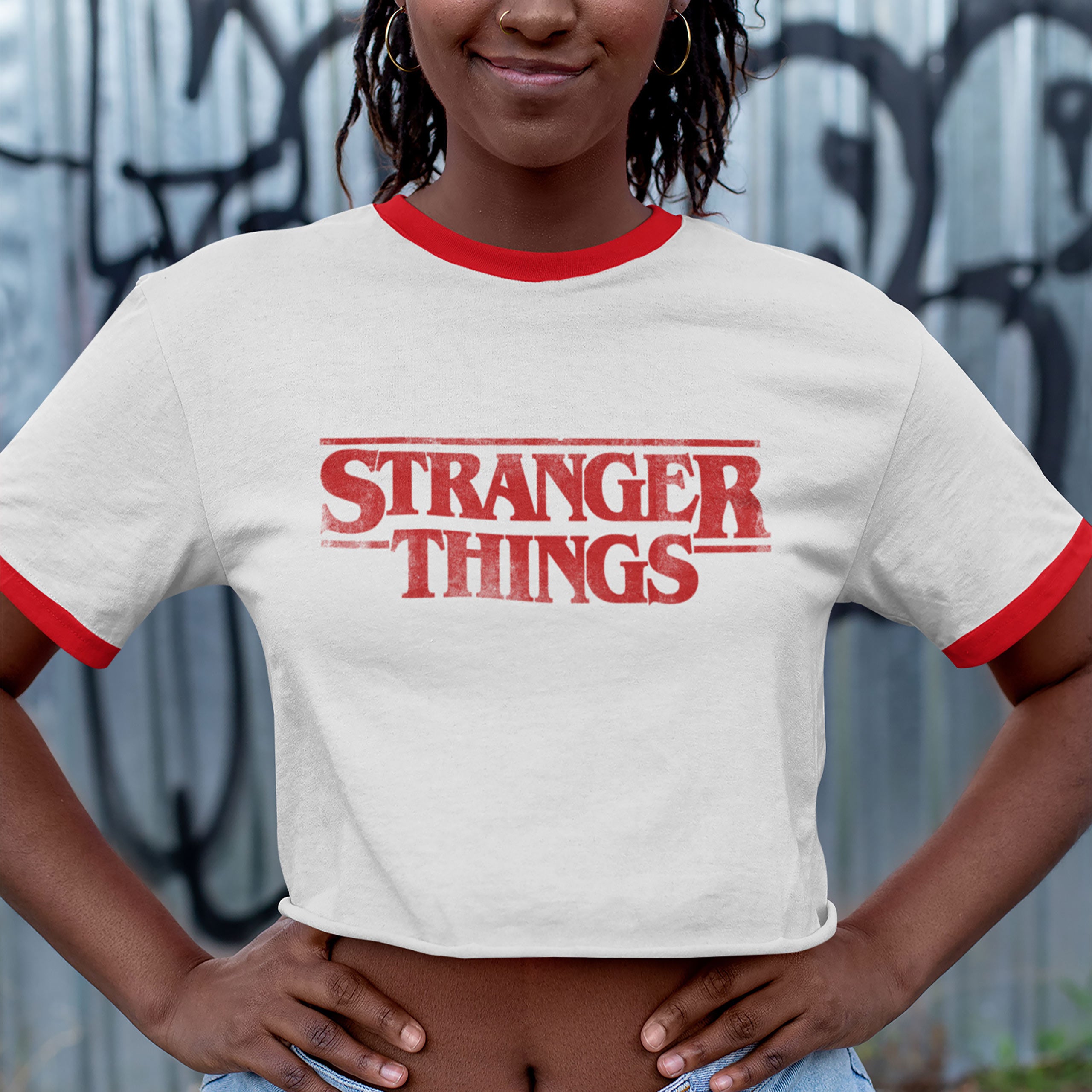 Product image Stranger Things - Distressed Logo Crop Top white