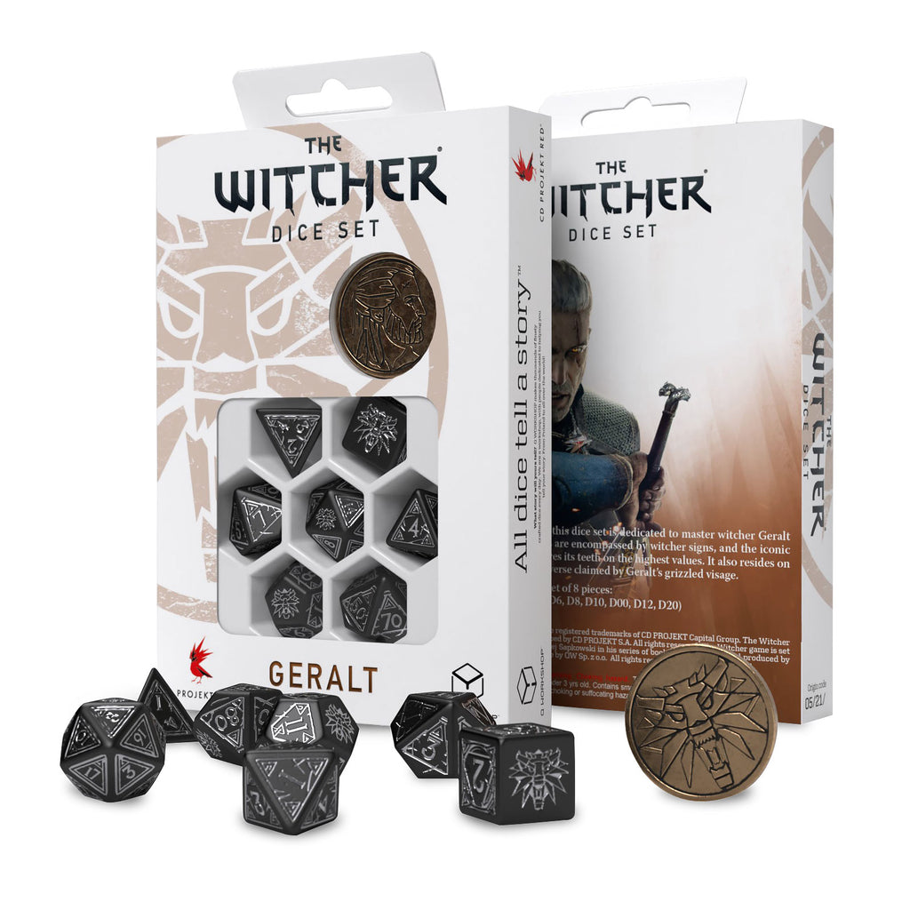Product image Witcher - Geralt RPG Dice Set 7pc with Wolf Collector's Coin