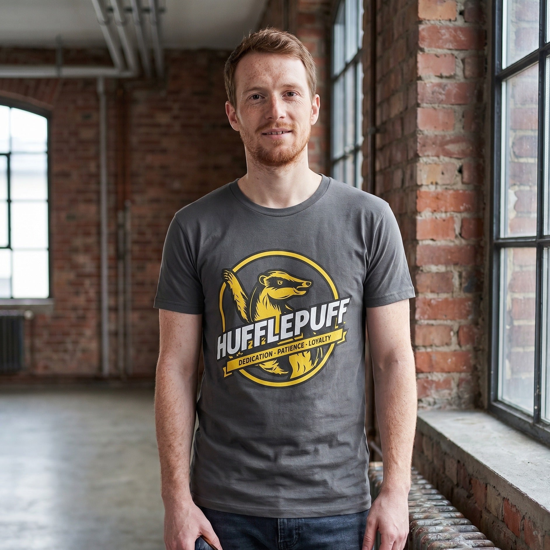 Product image Hufflepuff House Values T-Shirt Grey - Harry Potter