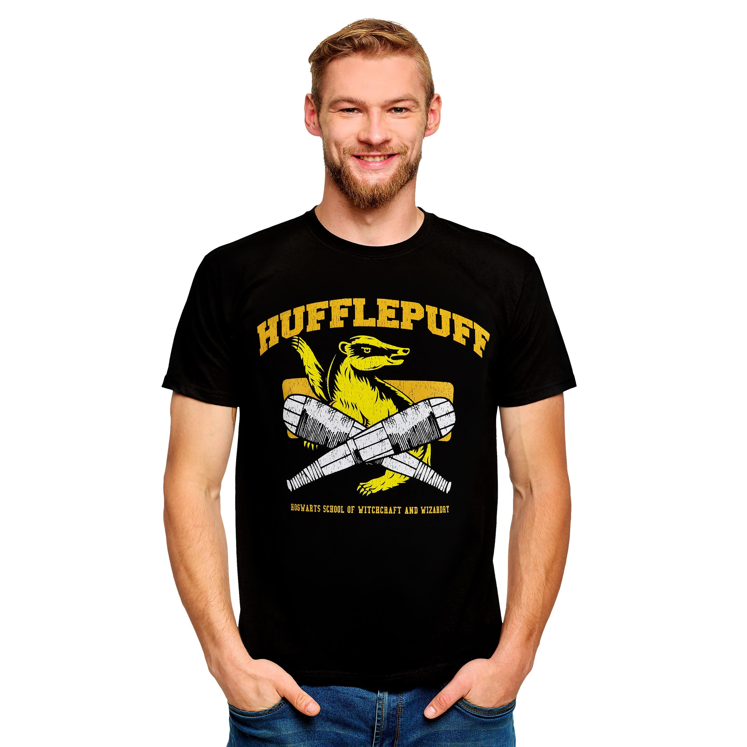 Product image Hufflepuff Quidditch College T-Shirt Black - Harry Potter