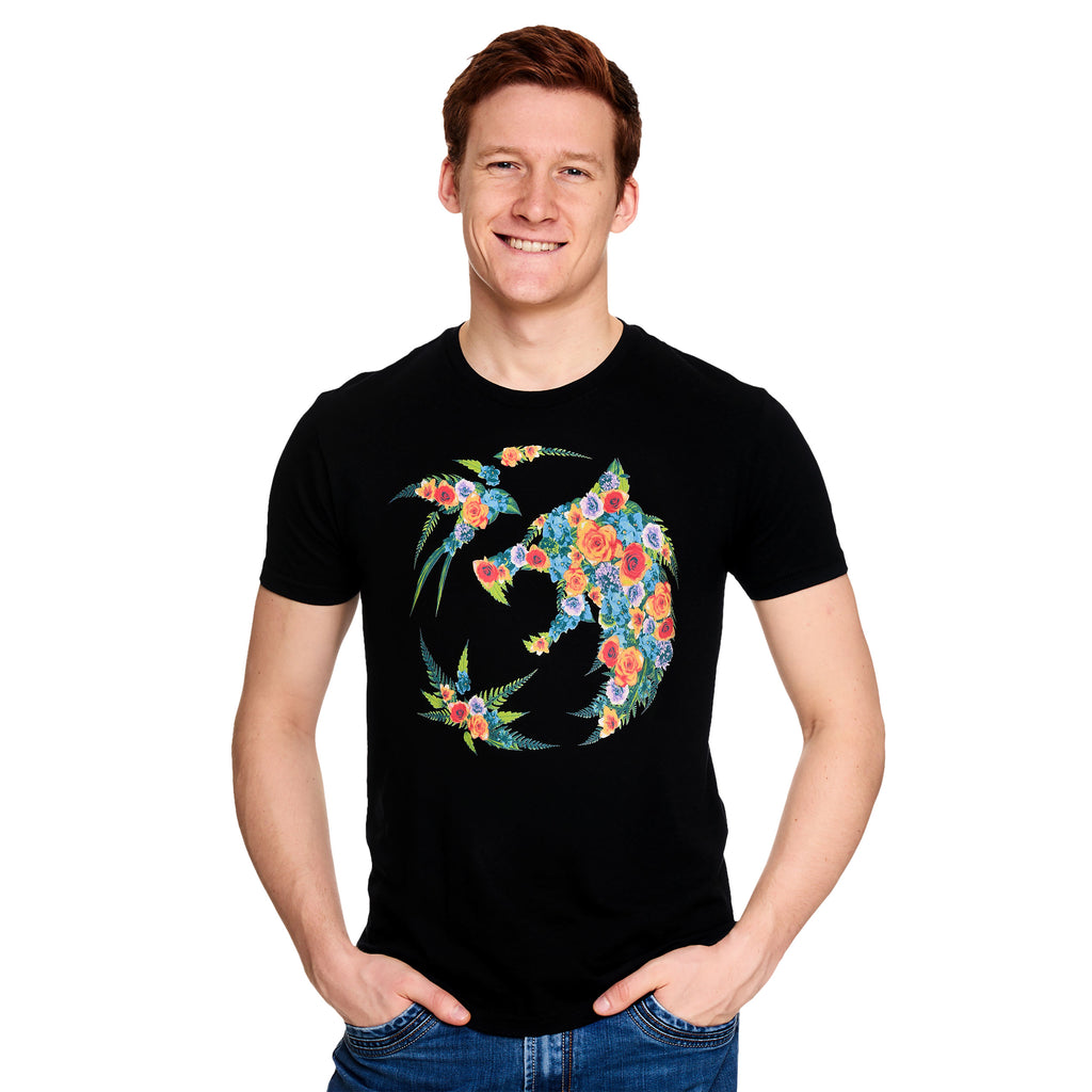 Product image Witcher - Floral Wolf Medallion T-Shirt Black
