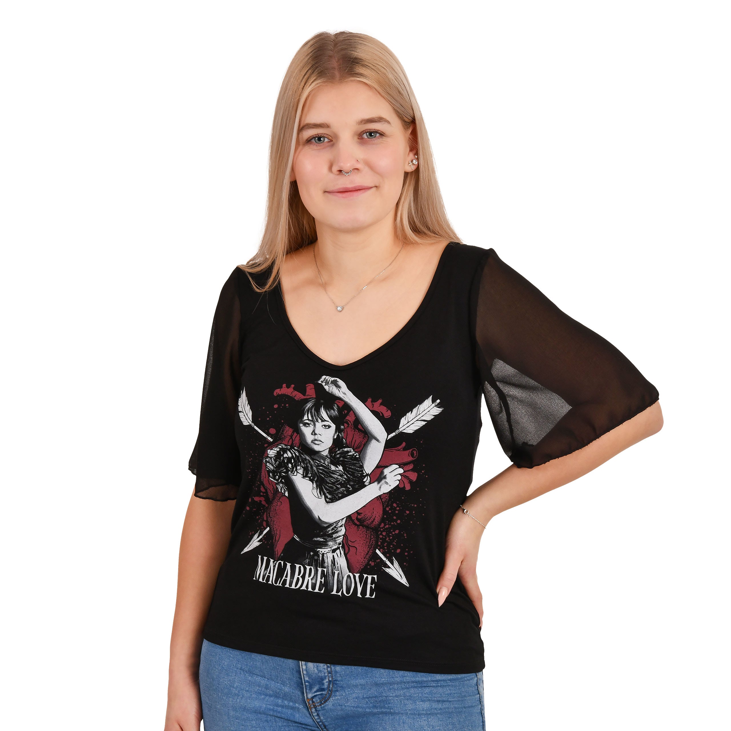 Product image Wednesday - Macabre Love T-shirt with Butterfly Sleeves