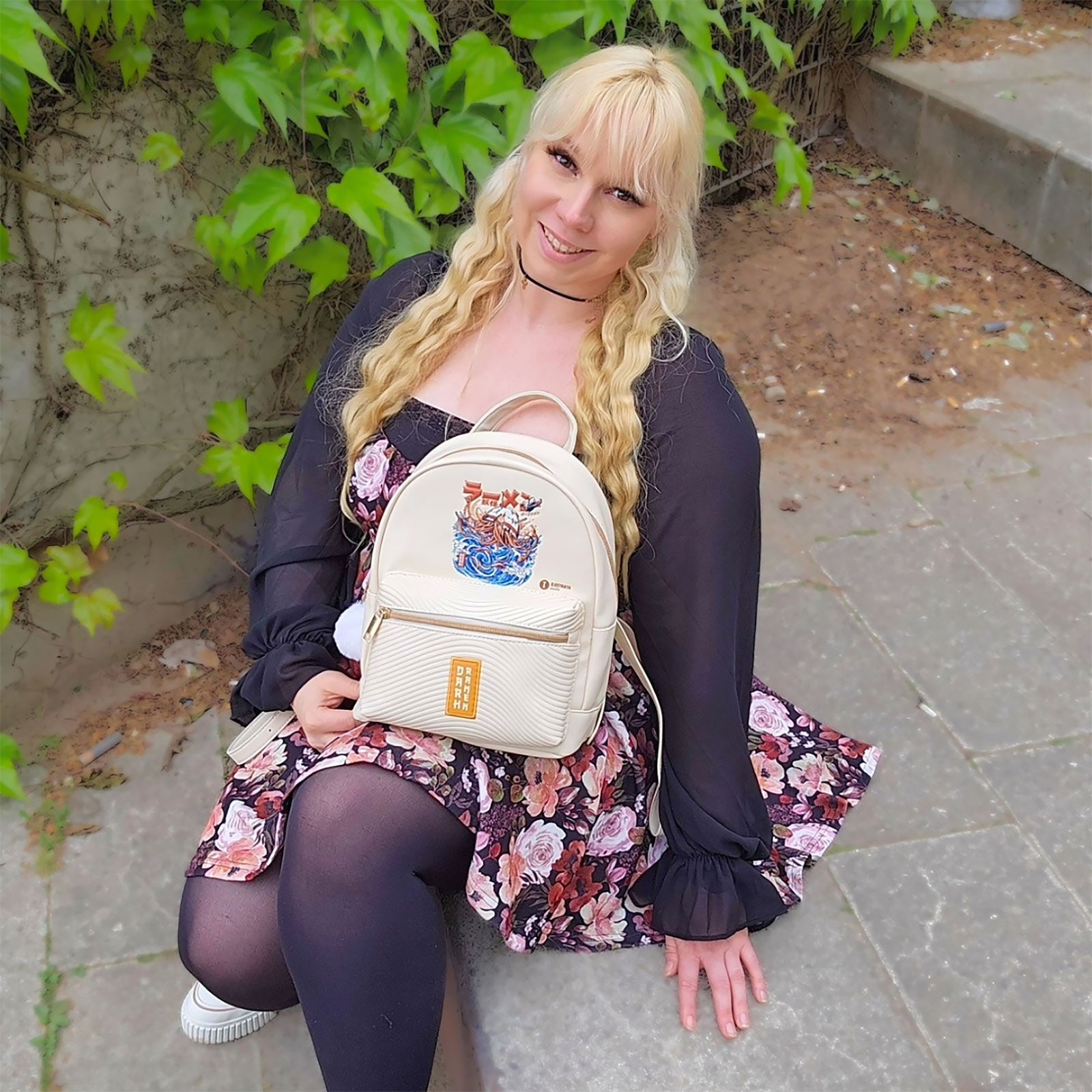 Product image Ilustrata - Dark Ramen Backpack with Pom Pom Pendant beige
