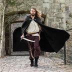 Product image Medieval Wool Cloak with Wolf Clasp black
