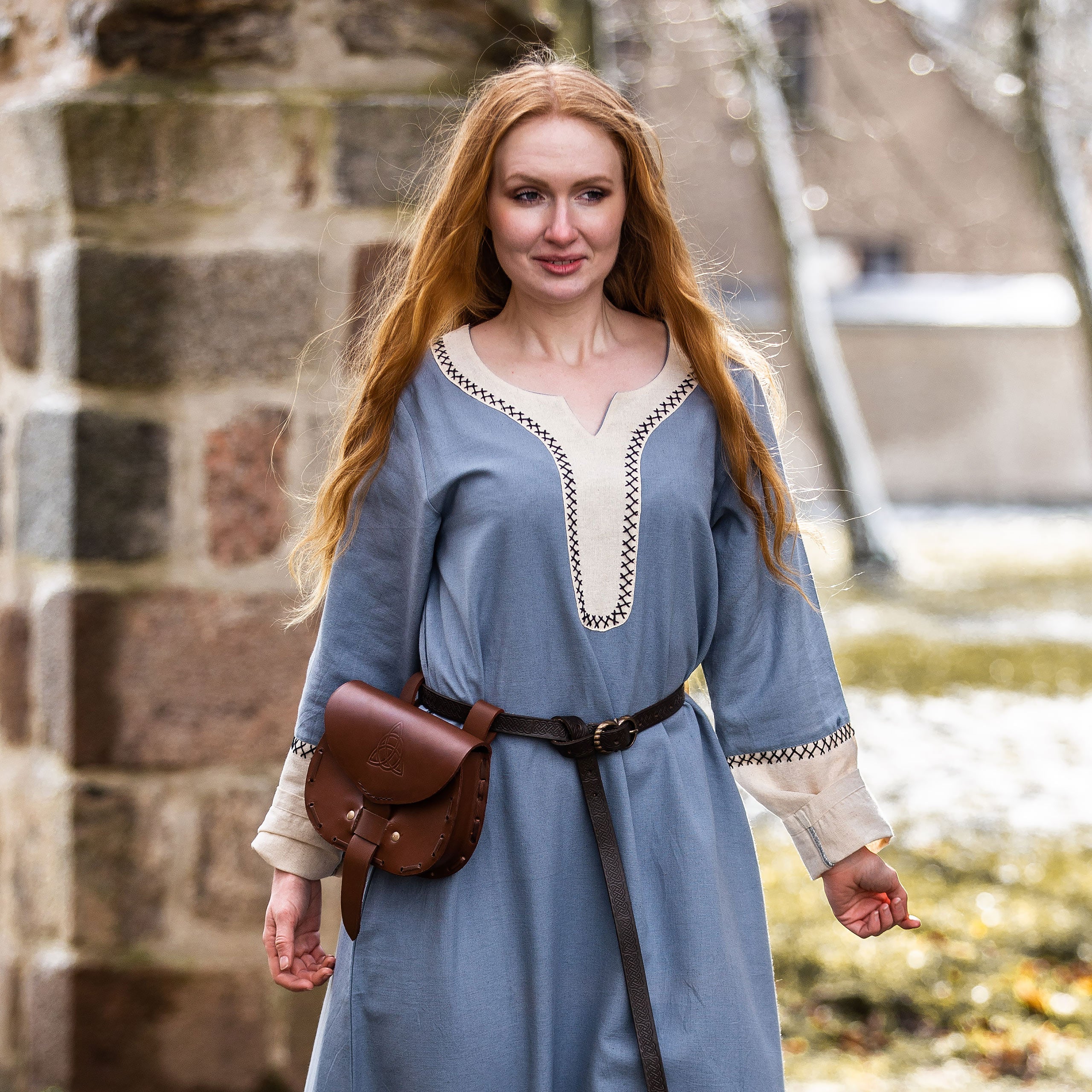 Product image Medieval dress with hand embroidery blue
