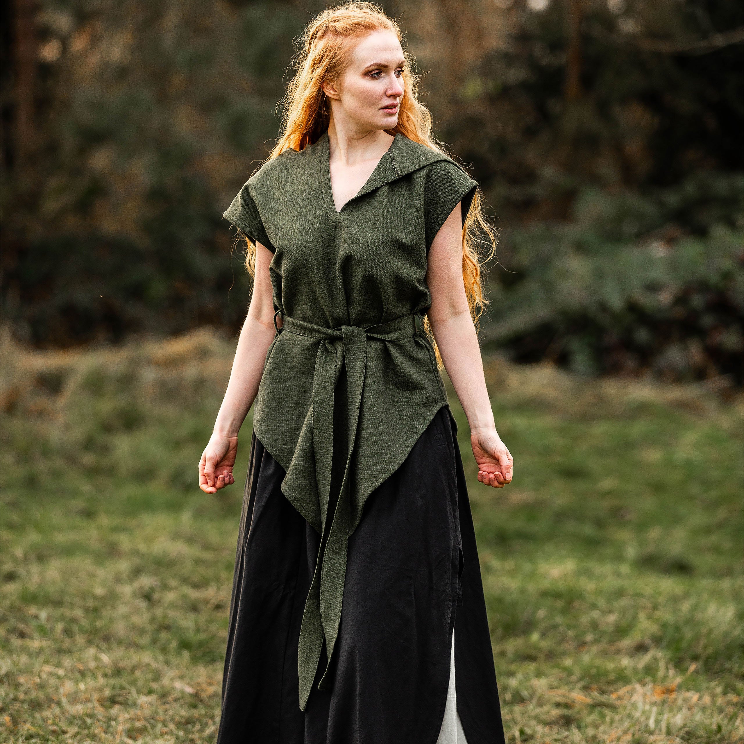 Product image Medieval Tunic Short Sleeve with Belt Green