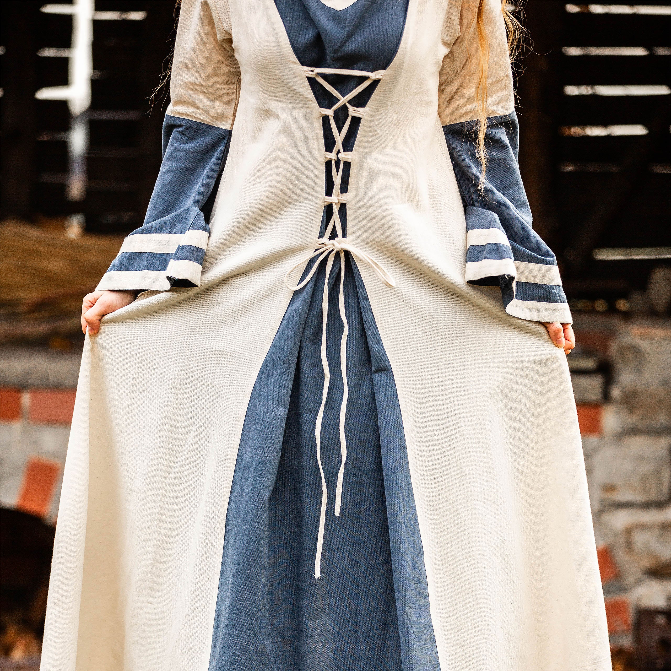 Product image Medieval dress with trumpet sleeves blue-natural