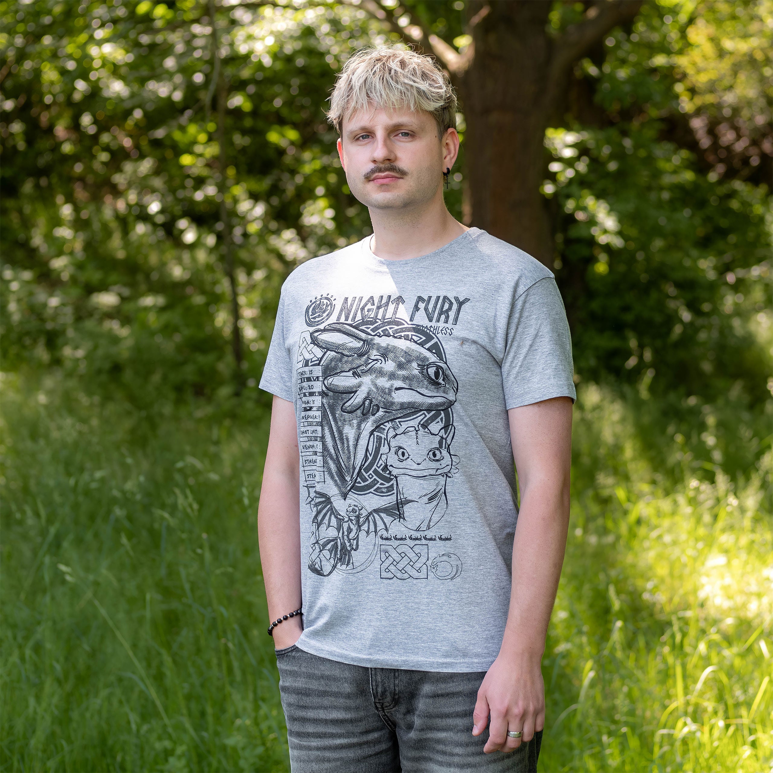 Product image How to Train Your Dragon - Night Fury Sketch T-Shirt Grey