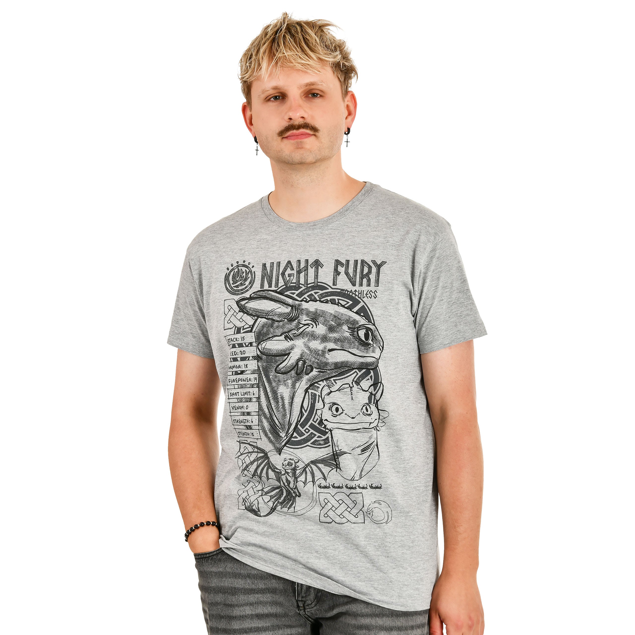 Product image How to Train Your Dragon - Night Fury Sketch T-Shirt Grey