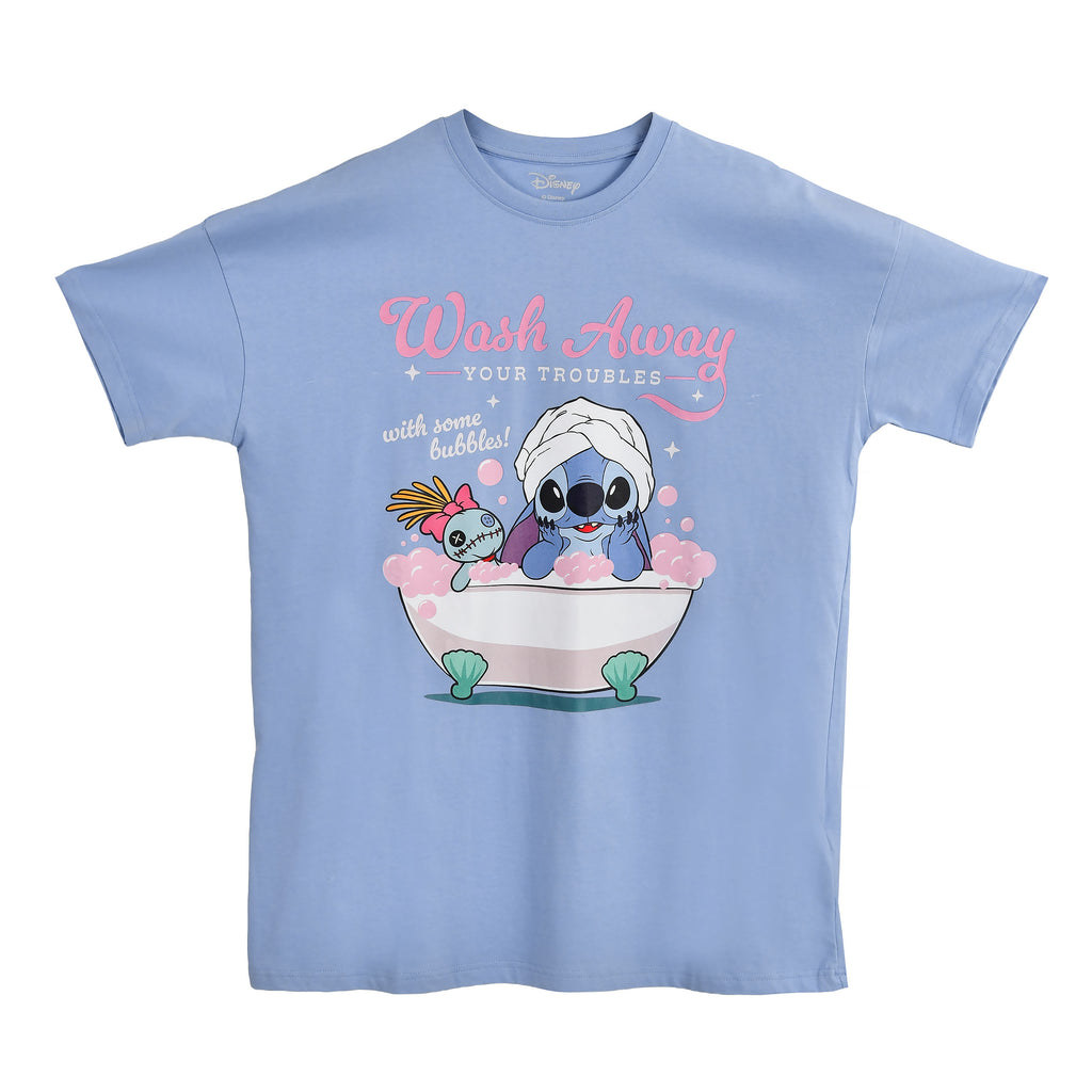 Product image Stitch Wash Away longline T-shirt blue - Lilo & Stitch