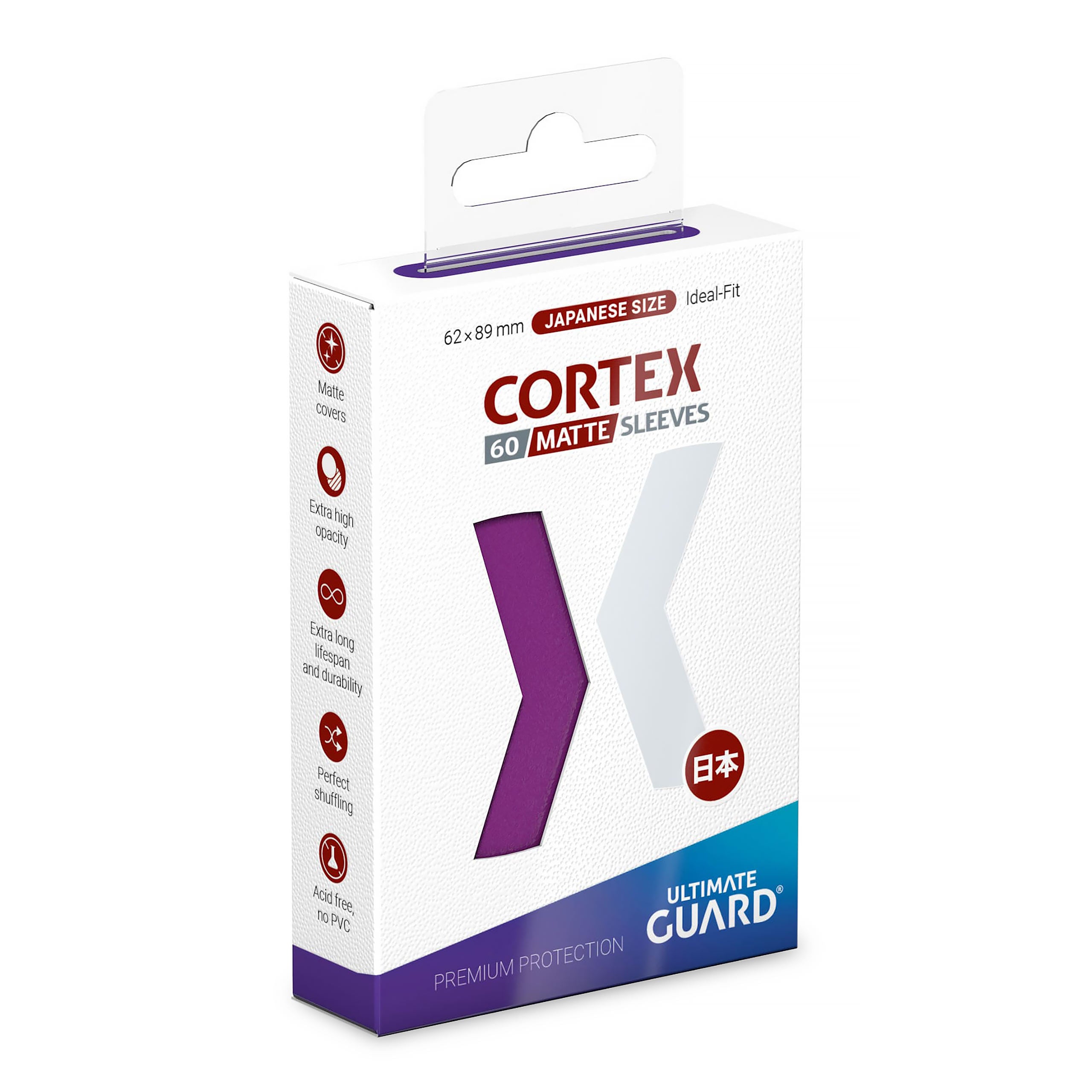 Product image Ultimate Guard Cortex Card Sleeves Matte Purple – Japanese Size, 60-Pack