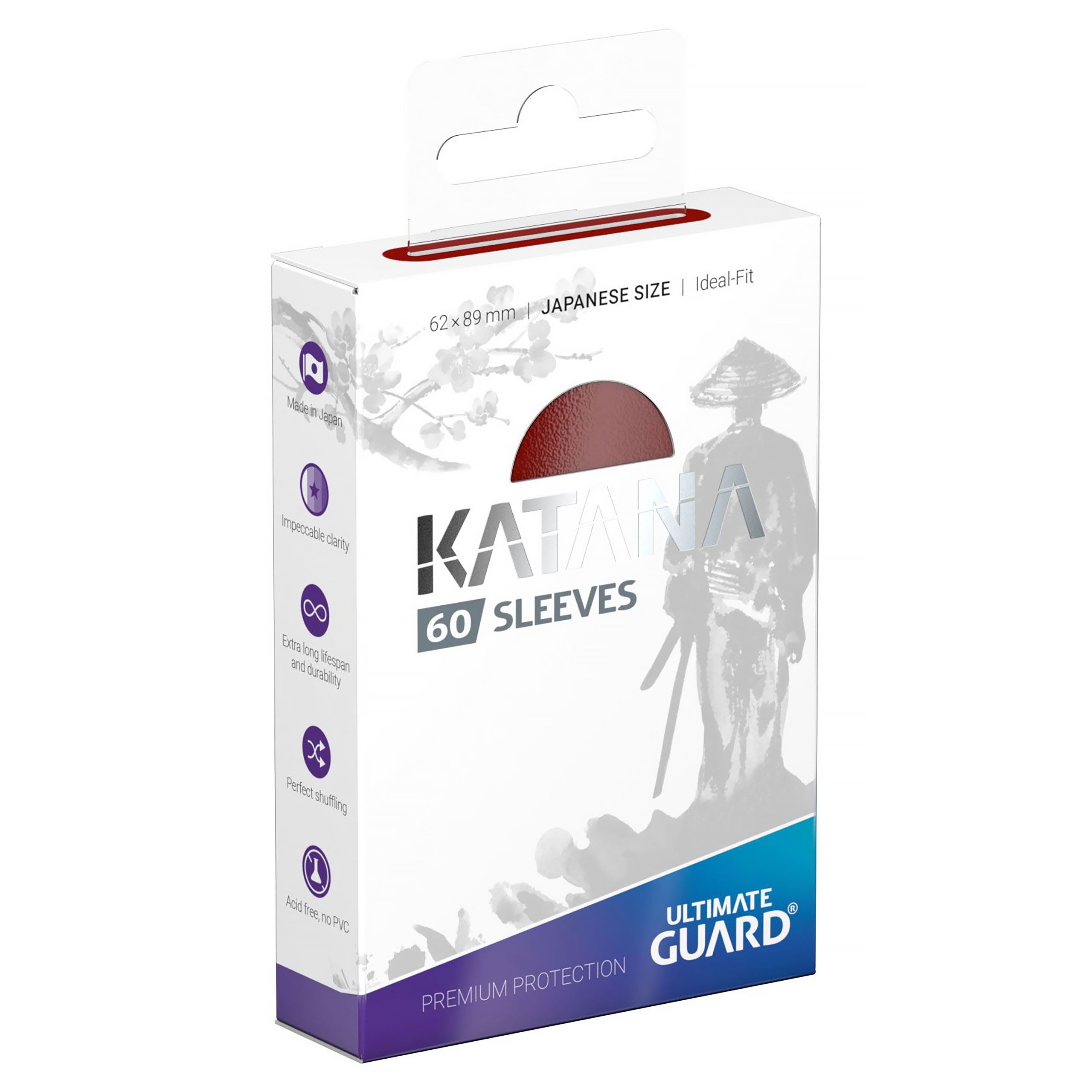 Product image Ultimate Guard Katana Card Sleeves – Red, 60 Pack for TCG (Japanese Size)