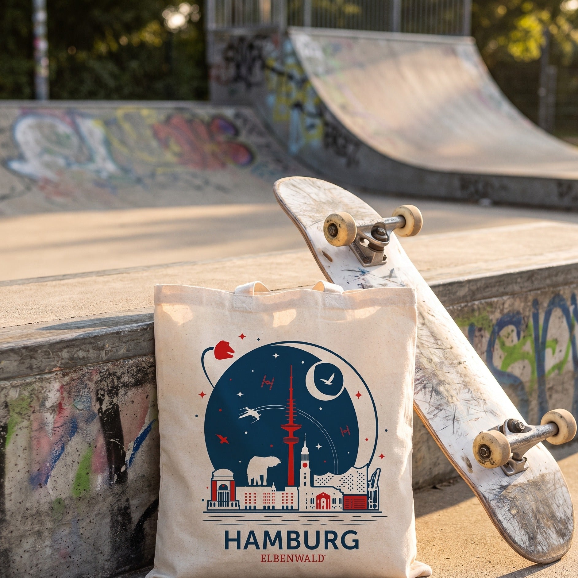 Product image Elbenwald in Hamburg Skyline Jute Bag