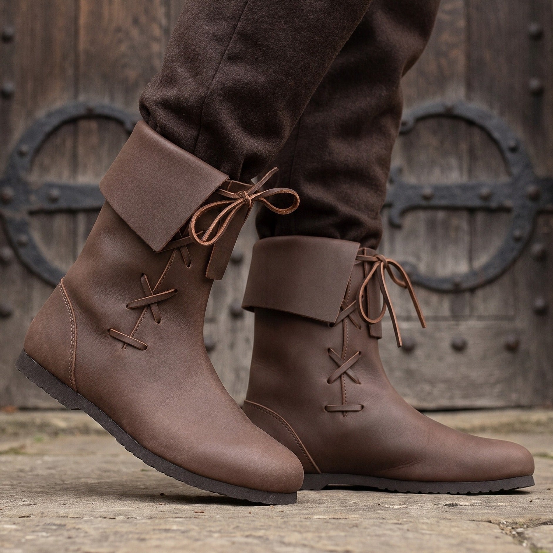 Product image Medieval Cuff Boots in Brown Nubuck Leather