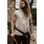 Product image Medieval Stand-Up Collar Lace-Up Shirt Louis Sleeveless Beige