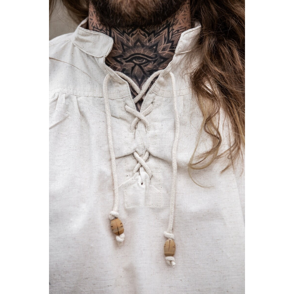 Product image Medieval Stand-Up Collar Lace-Up Shirt Louis Sleeveless Beige