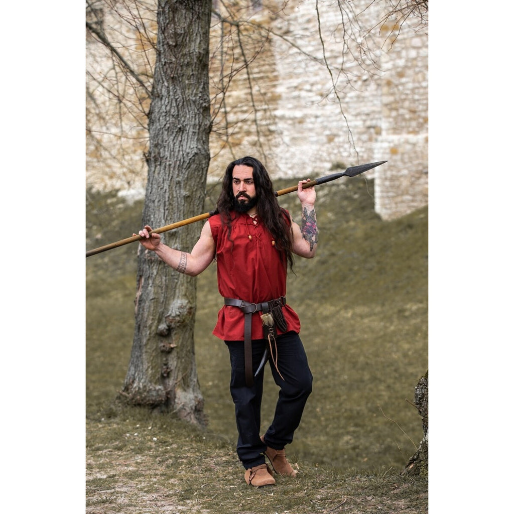 Product image Medieval Stand-Up Collar Lace-Up Shirt Louis Sleeveless Red