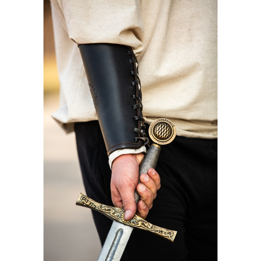 Product image Medieval Leather Bracer Ottar with Vegvisir Embossing Black