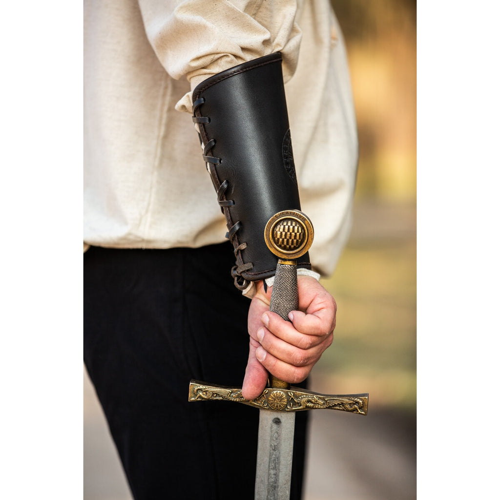 Product image Medieval Leather Bracer Ottar with Vegvisir Embossing Black