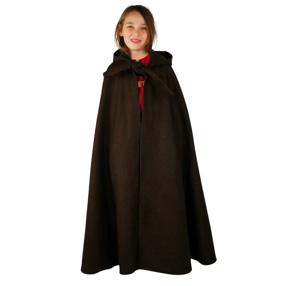 Product image Medieval wool cloak with long hood for kids brown