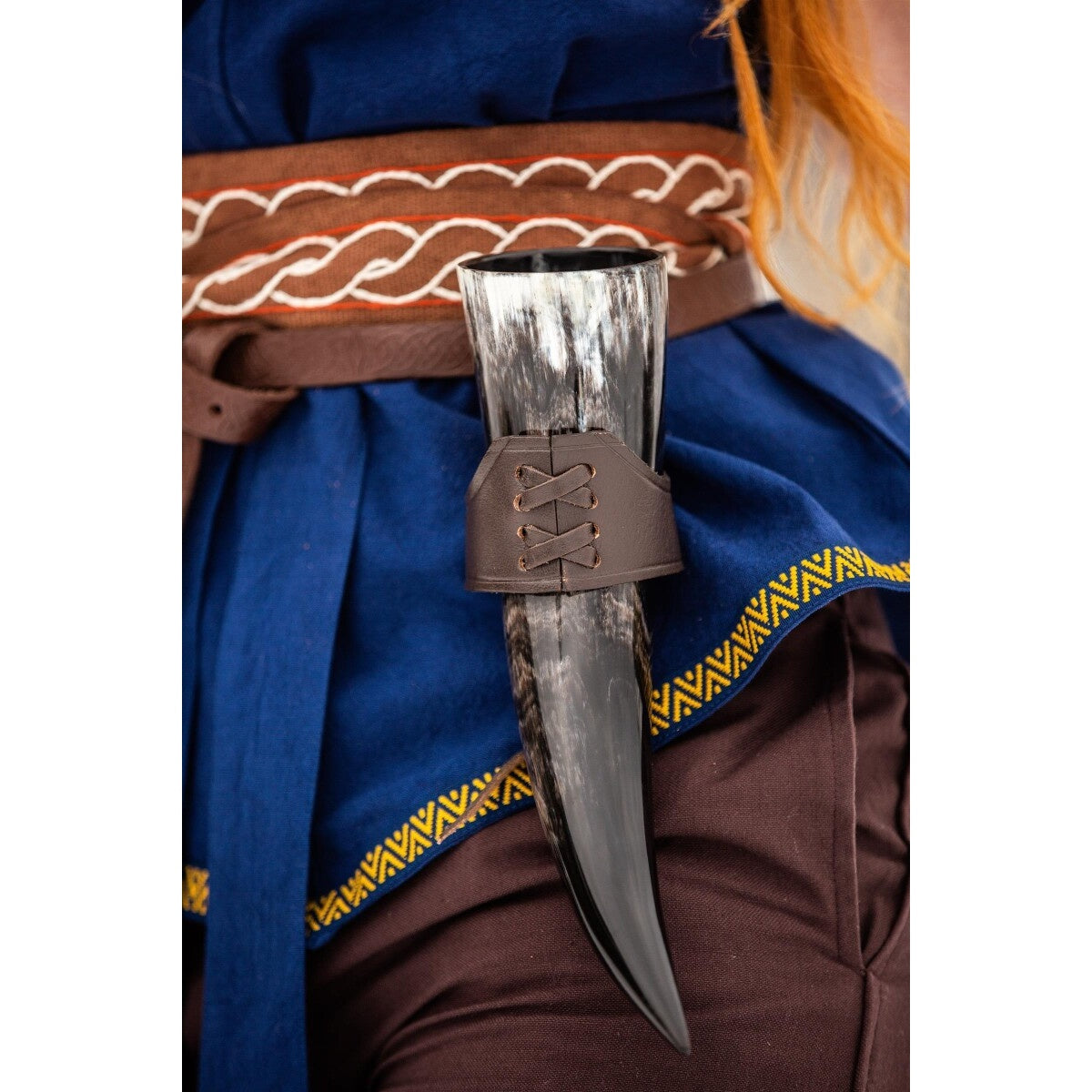 Product image Medieval Leather Drinking Horn Holder Hume dark brown