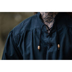 Product image Medieval Stand-Up Collar Lace-Up Shirt Georg blue mottled