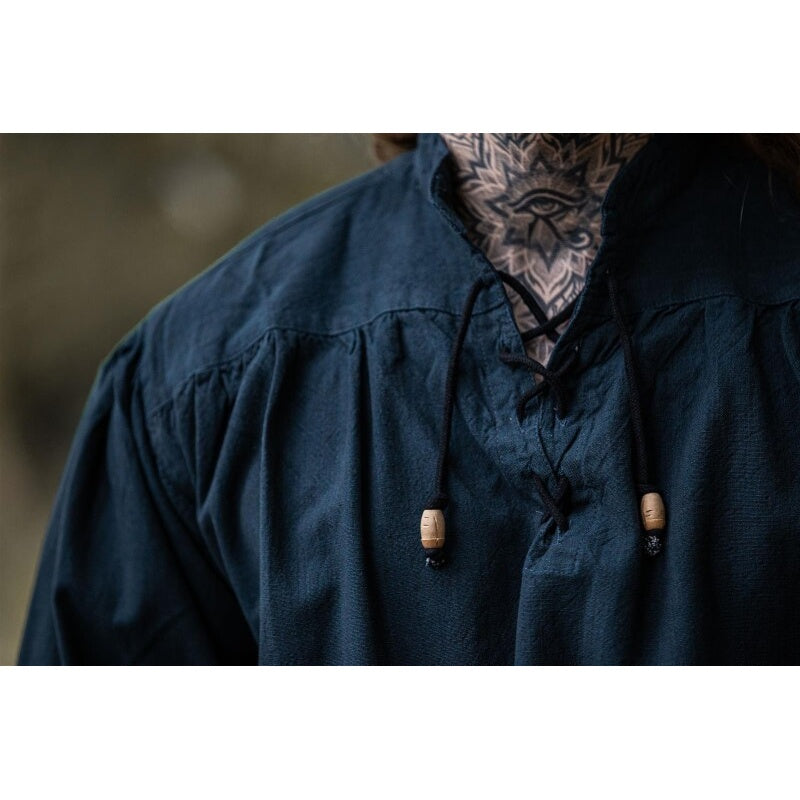 Product image Medieval Stand-Up Collar Lace-Up Shirt Georg blue mottled