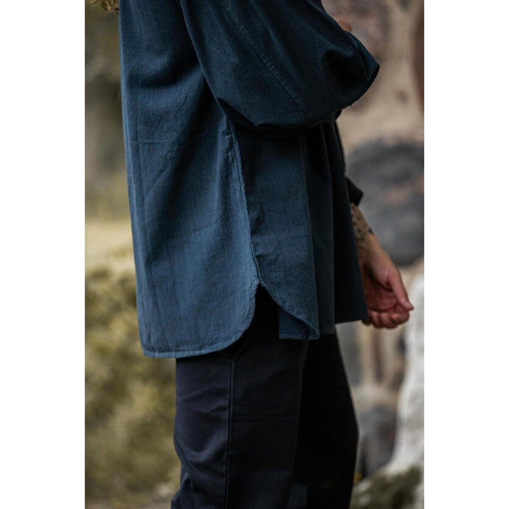 Product image Medieval Stand-Up Collar Lace-Up Shirt Georg blue mottled
