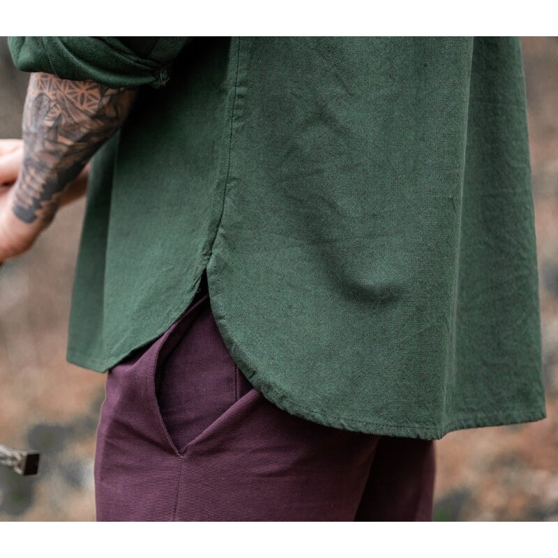 Product image Medieval Stand-Up Collar Lace-Up Shirt Georg mottled green