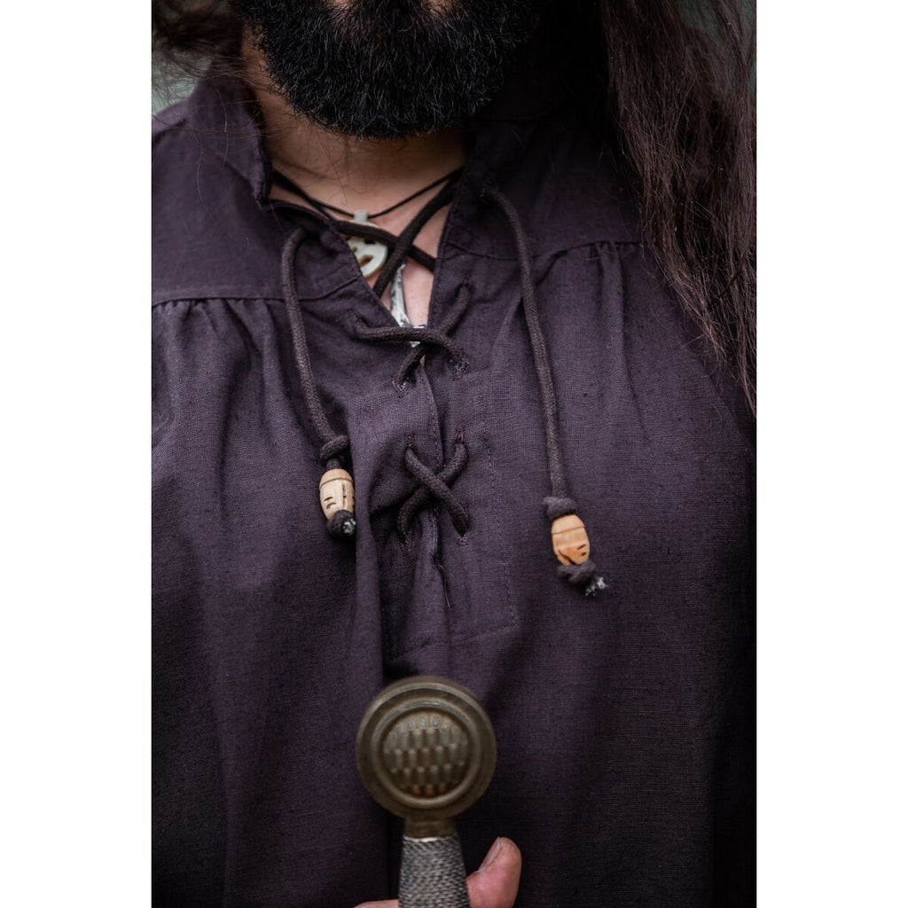Product image Medieval Stand-Up Collar Lace-Up Shirt Friedrich brown