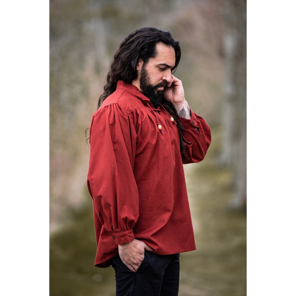 Product image Medieval Stand-Up Collar Lace-Up Shirt Friedrich red