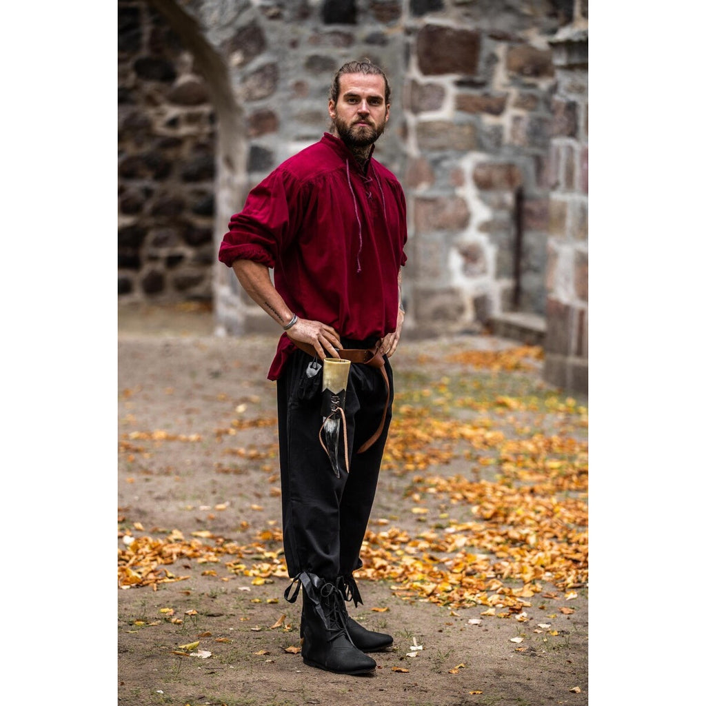 Product image Medieval Stand-Up Collar Lace-Up Shirt Friedrich burgundy red